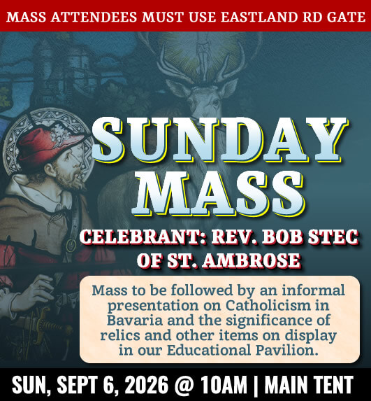 New this year - Oktoberfest hosts a Sunday Mass on Sun, Sept 6, 2026 at 10AM in the Weihenstephan Tent